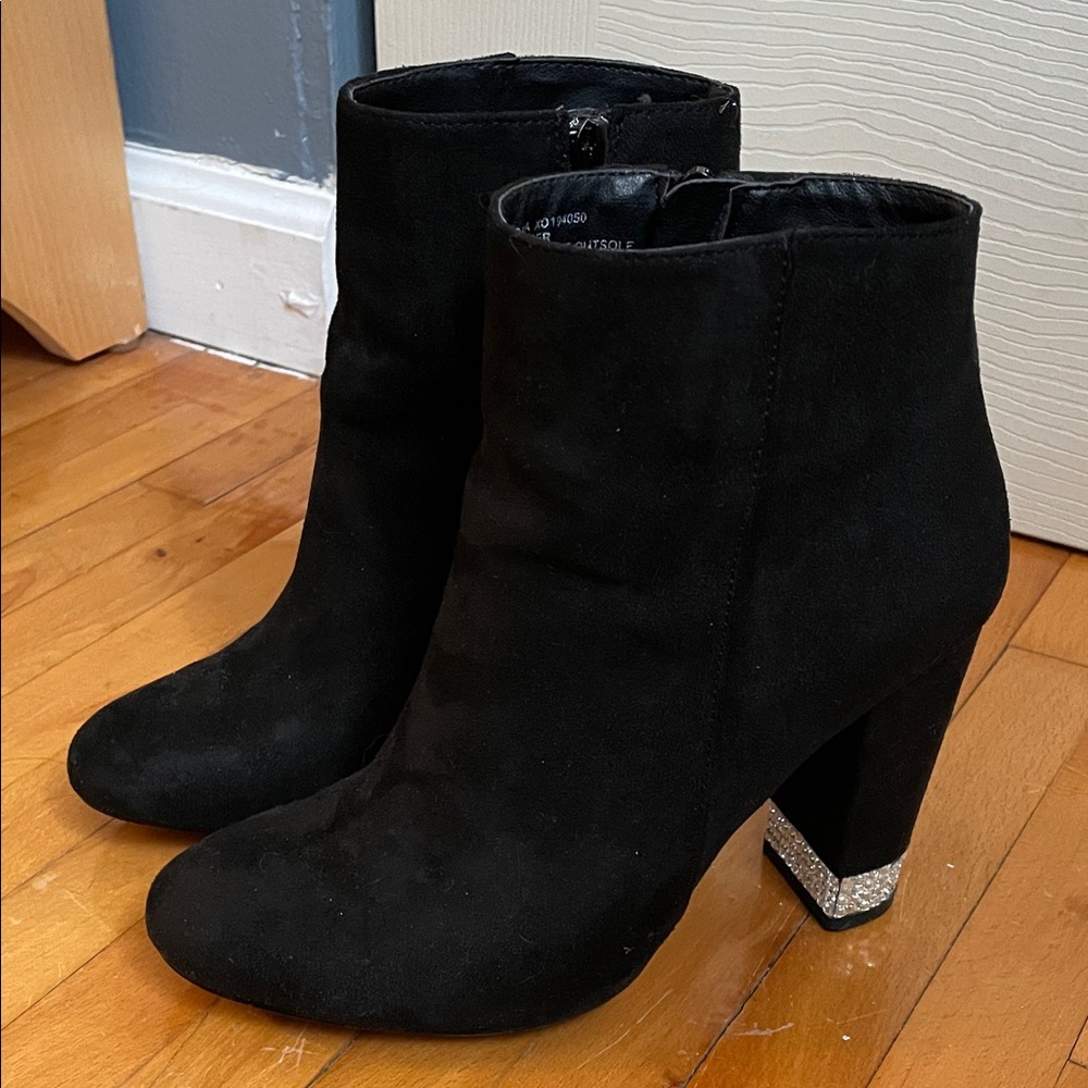 XOXO Black Heeled Boots with Silver Accent